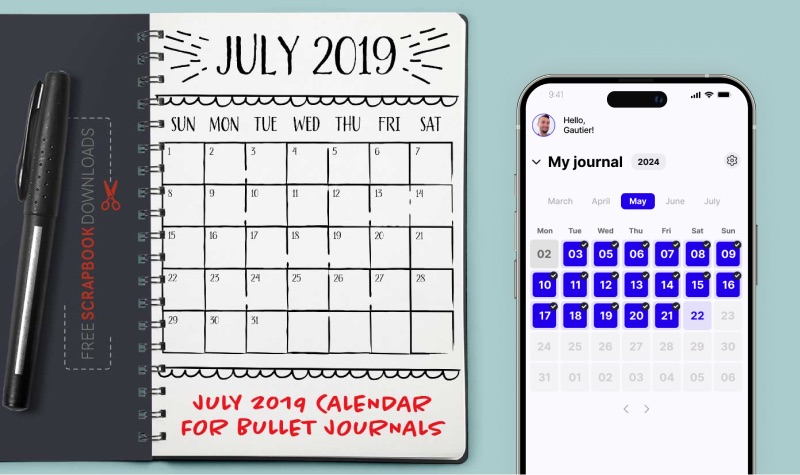 paper or digital journaling calendar